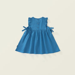 Ruffled Blue Vest Style Dress for Girls