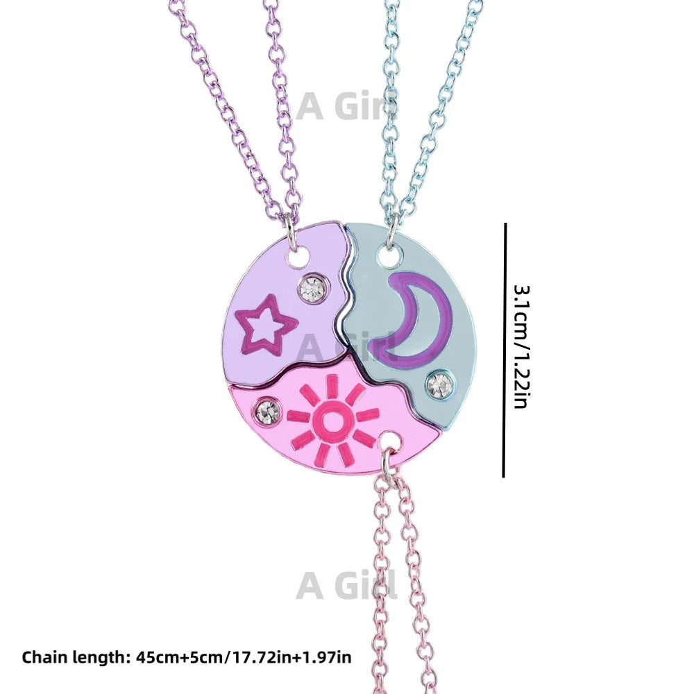 Girls BFF Star Moon Sun Necklace Set | PAMU8