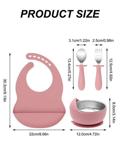 4PCS Stainless Steel Baby Feeding Set