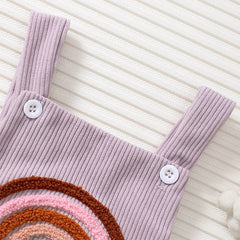 Rainbow Strawberry Embroidery Romper