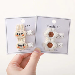 Baby Girls' Knitted Rabbit Hair Clips, 2-Piece Set