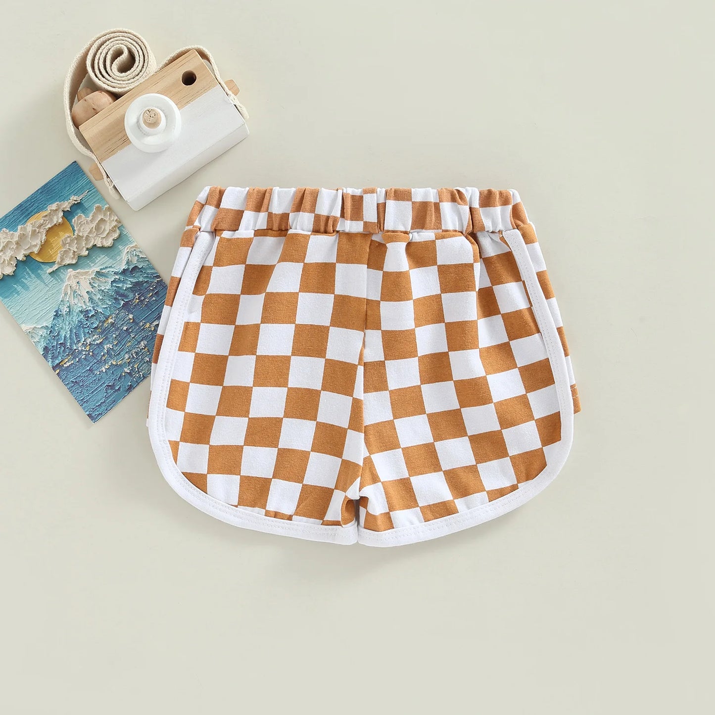 Checkerboard Print  Short Pants