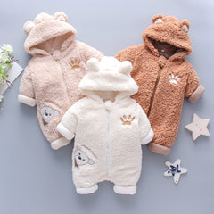 Thick Fleece Hooded Baby Romper