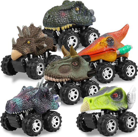 Dinosaur Pull-Back Mini Toy Cars | Single or 6-Piece Set