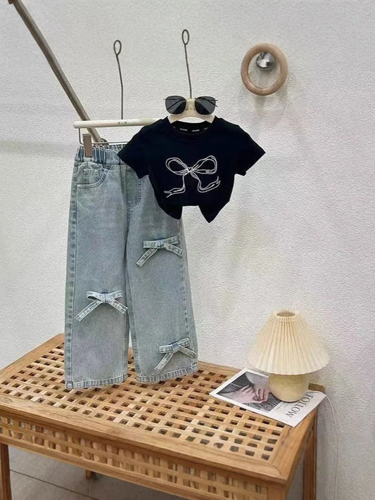 Bow Blocked Top Jeans