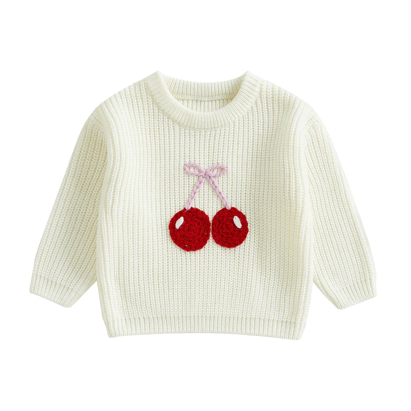 Cherry Embroidery Knit Sweater