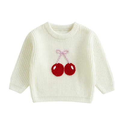 Cherry Embroidery Knit Sweater