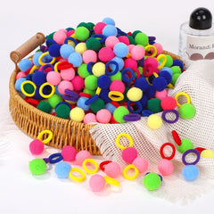 Plush Ball Hair Ties, 40-Pack Elastic Bands for Girls