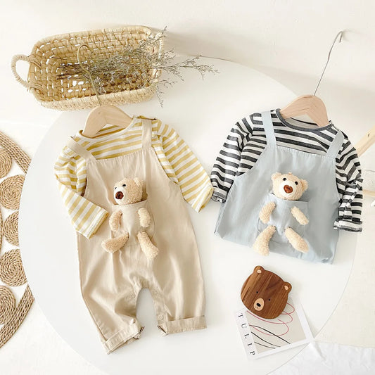 Baby & Toddler Long-Sleeve Striped Cotton Romper