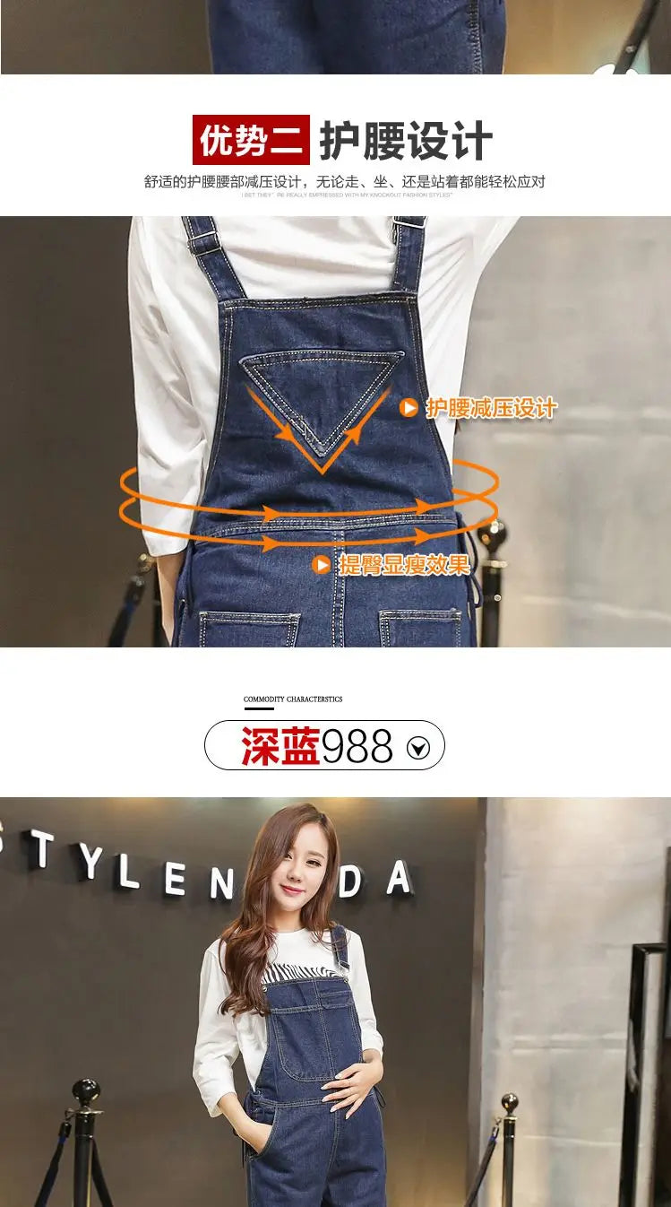 Wide Leg Denim Maternity Jumpsuits