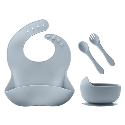 4Pcs Feeding Plate With Bib