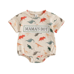 Baby Boys' Dinosaur Romper, Short-Sleeve Summer Bodysuit