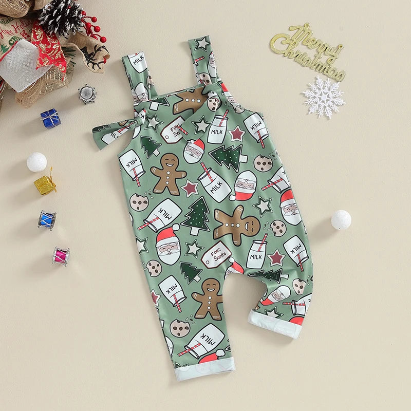 Cartoon Christmas Overall Romper