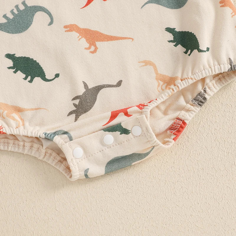 Baby Boys' Dinosaur Romper, Short-Sleeve Summer Bodysuit
