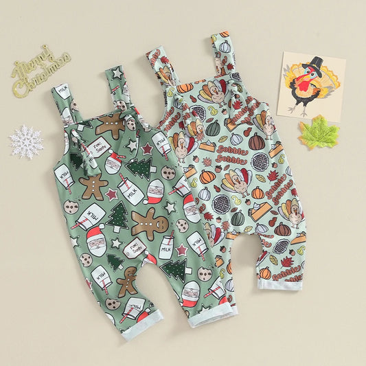 Cartoon Christmas Overall Romper