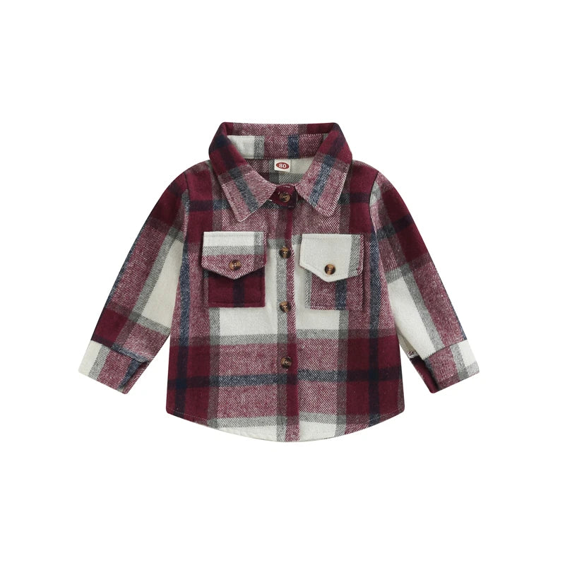 Boy Plaid Shirt Jacket Coat