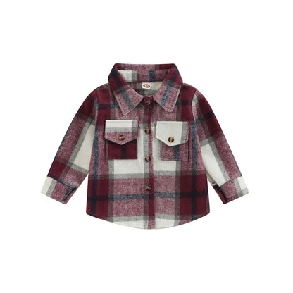 Boy Plaid Shirt Jacket Coat