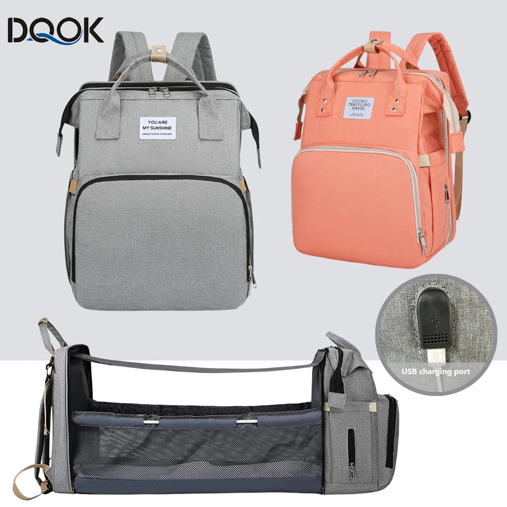 3-in-1 Foldable Diaper Bag Backpack with Changing Station