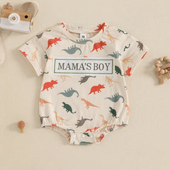 Baby Boys' Dinosaur Romper, Short-Sleeve Summer Bodysuit