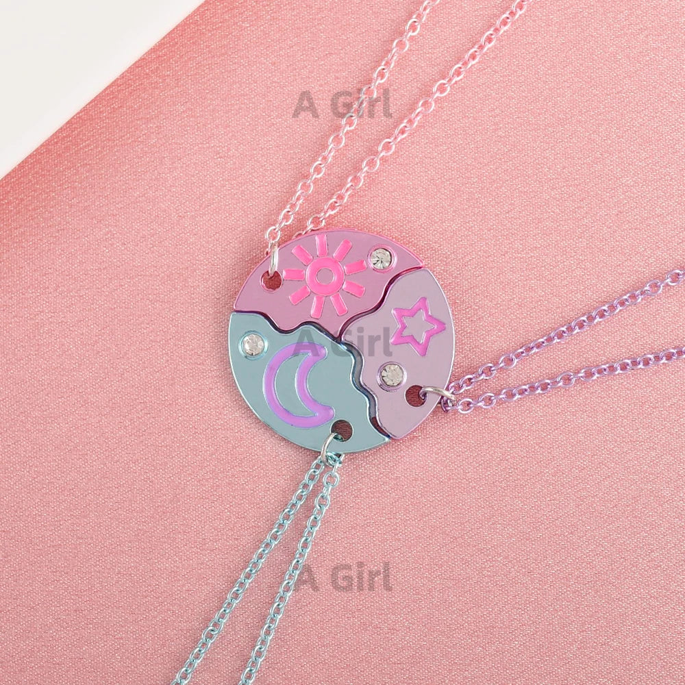 Girls BFF Star Moon Sun Necklace Set | PAMU8