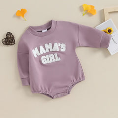 Baby Girls' Fuzzy Letter Romper, Embroidered Jumpsuit