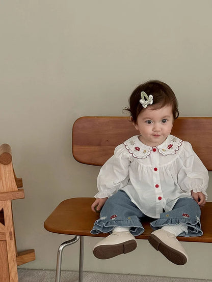 Girls Embroidered Rabbit Blouse