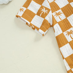 Checkered Tree Print Playsuit