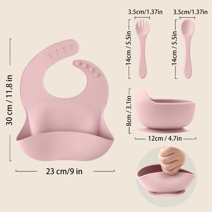 4Pcs Feeding Plate With Bib