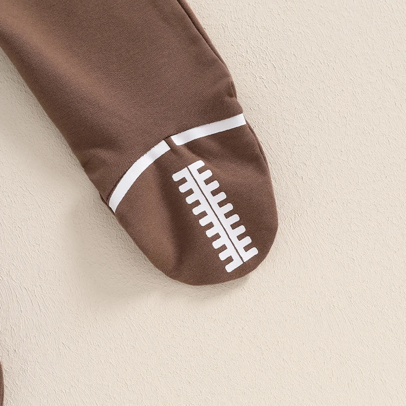 Newborn Football Romper, Long-Sleeve Baby Jumpsuit