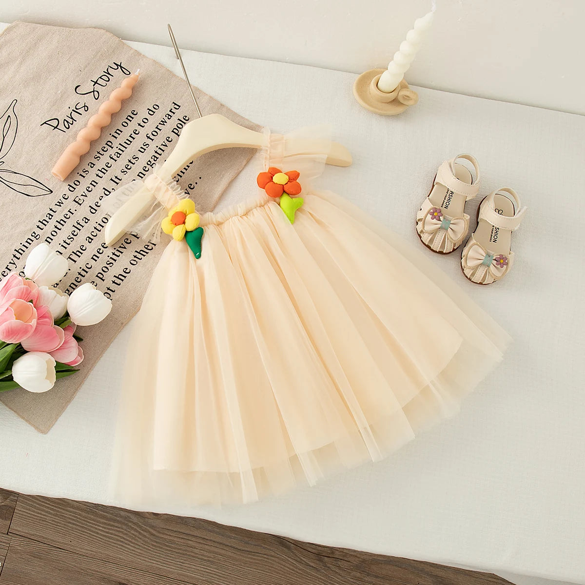 Baby Girl Dresses Summer Mesh Flower Girl Dresses Cute Halter Girl Princess Dresses Baby Clothes Girl ﻿