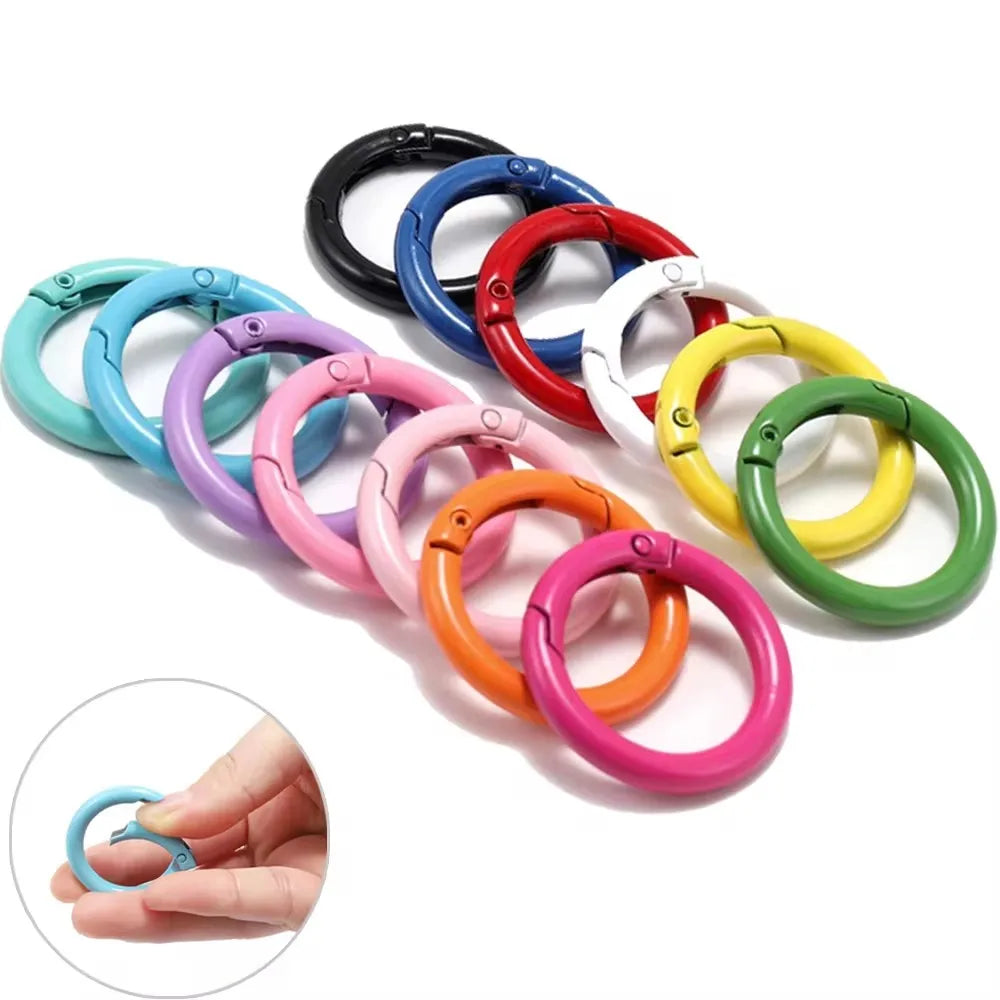 Colorful metal O ring spring clasp keychain hooks for DIY jewelry