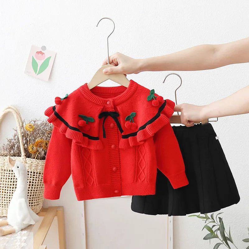 Flutter Sleeve Knitted Sweater Set
