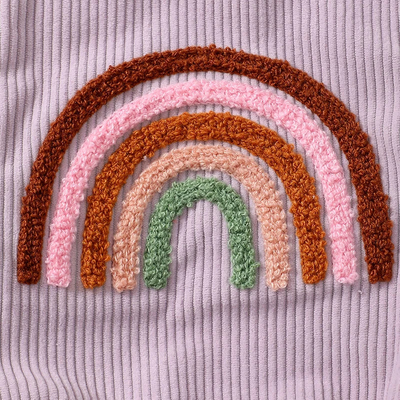 Rainbow Strawberry Embroidery Romper