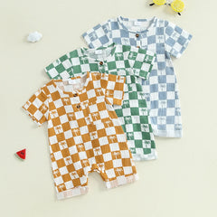 Checkered Tree Print Playsuit