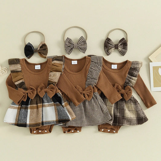 Newborn Baby Girls Autumn Romper Dress - PAMU8
