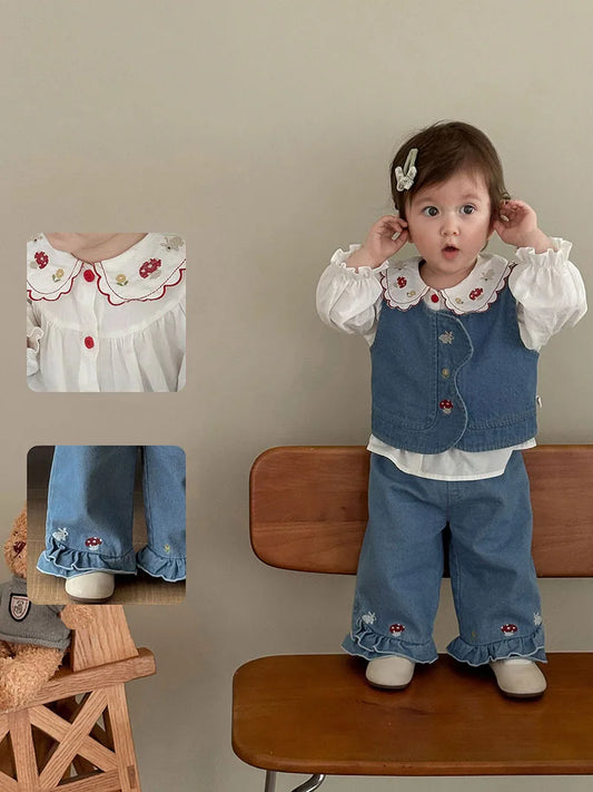 Girls Embroidered Rabbit Blouse