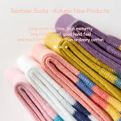 Girls' Rainbow Mid-Tube Socks, 5 Pairs, Ages 1-16