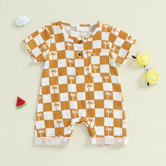 Checkered Tree Print Playsuit