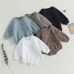 Baby Boys' Letter Embroidery Bodysuit, Fall Sweatshirt
