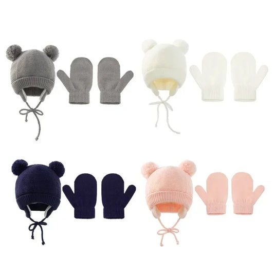 Knit Baby Hat Gloves Set