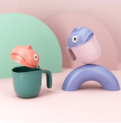 Baby Bath Shampoo Rinse Cup with Collapsible Dino Design