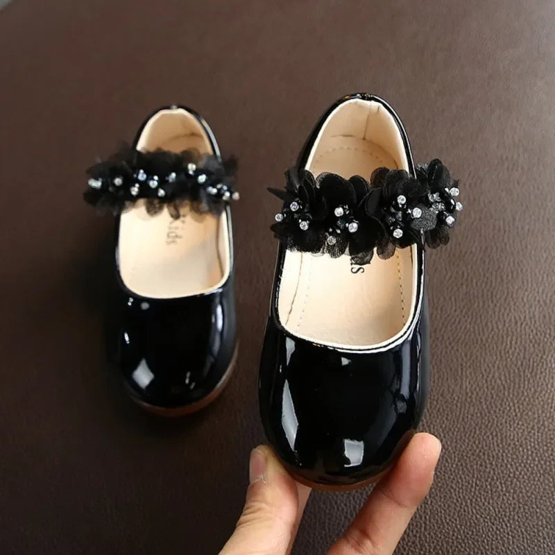 Girls' Flower Party Sandals, Leather Dress Shoes