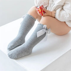 Baby Girls' Non-Slip Knee Socks, 3 Pairs with Bows