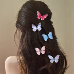 Girls' Butterfly Hair Clips, 5-Piece Mesh Barrette Set