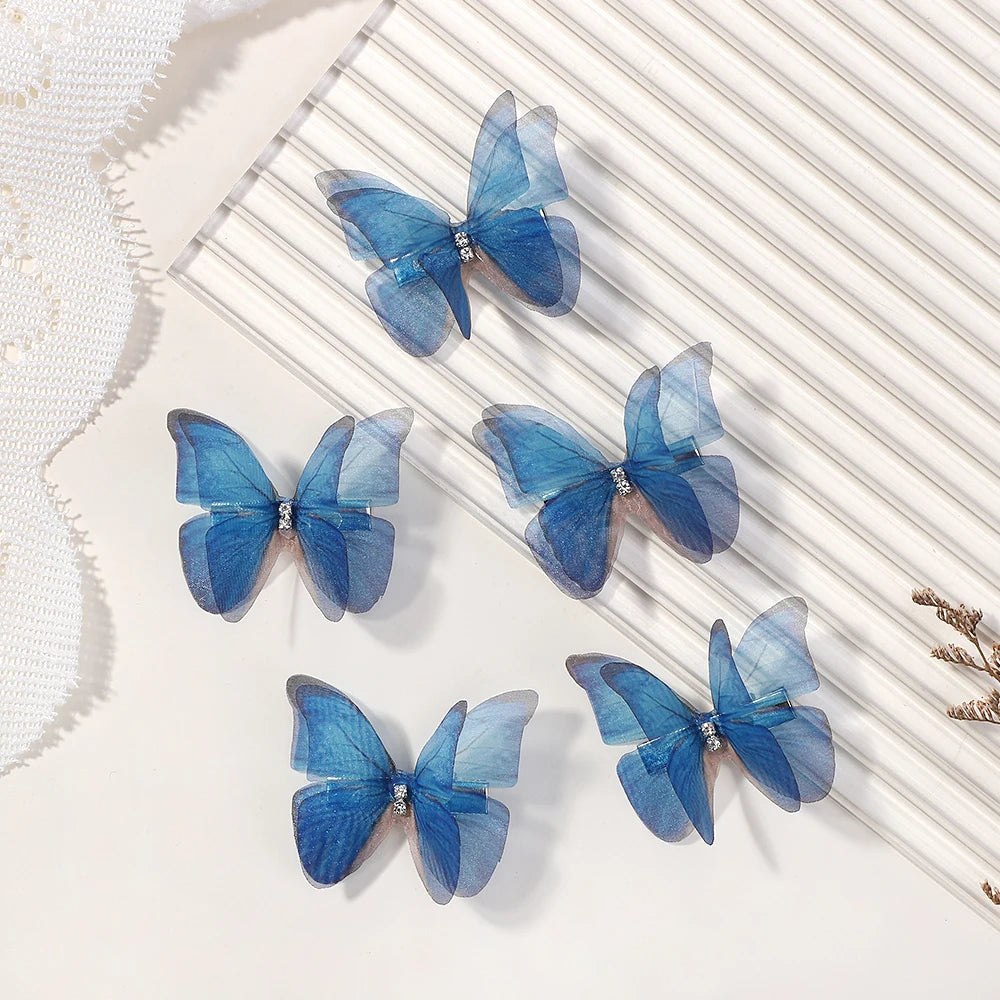 Girls' Butterfly Hair Clips, 5-Piece Mesh Barrette Set