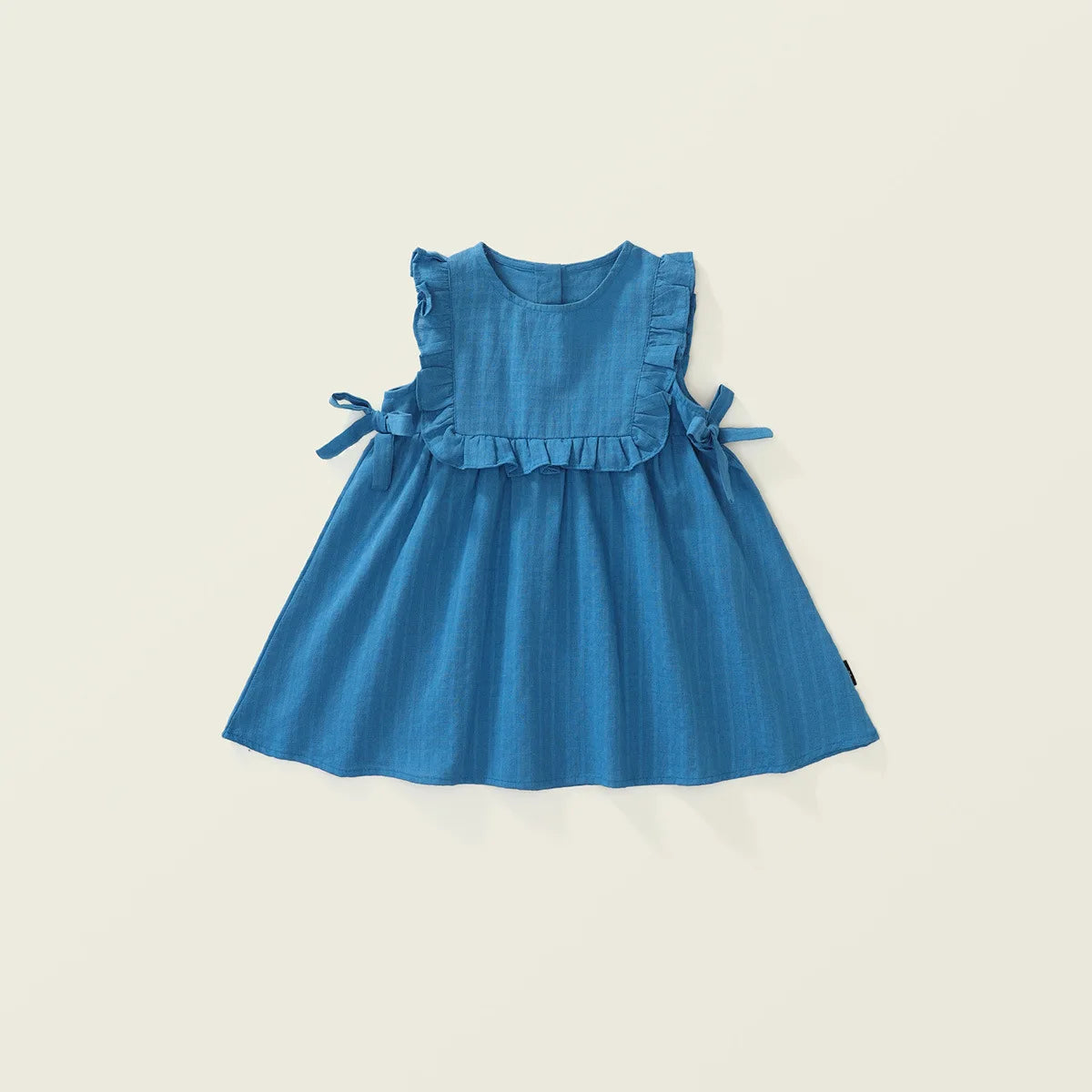 Ruffled Blue Vest Style Dress for Girls
