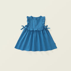 Ruffled Blue Vest Style Dress for Girls