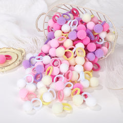 Plush Ball Hair Ties, 40-Pack Elastic Bands for Girls