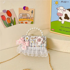 Flower Plaid Handbag for Girls (Ages 2-4)