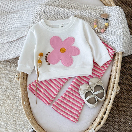 Baby White Floral Patchwork Two-Piece Outfit | 6M–3Y